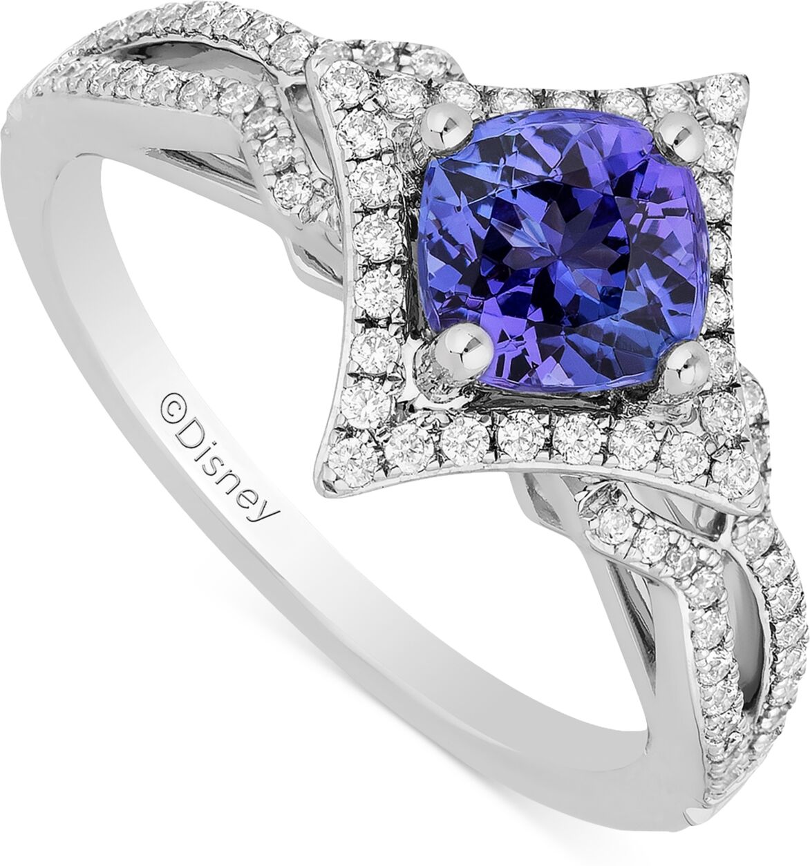 Disney Enchanted Disney Fine Jewelry Tanzanite (1 ct. t.w.) & Diamond (1/3 ct. t.w.) Princess Ring in 14k White Gold - White Gold