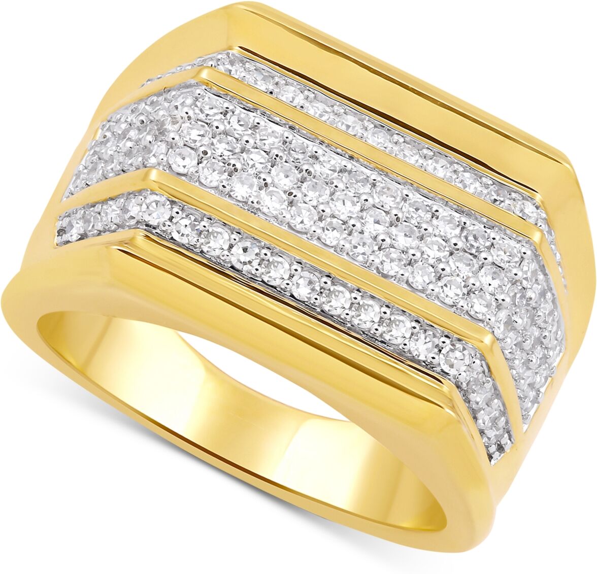 Macy's Men's Diamond Multirow Ring (1 ct. t.w.) in 10k Gold - Yellow Gold