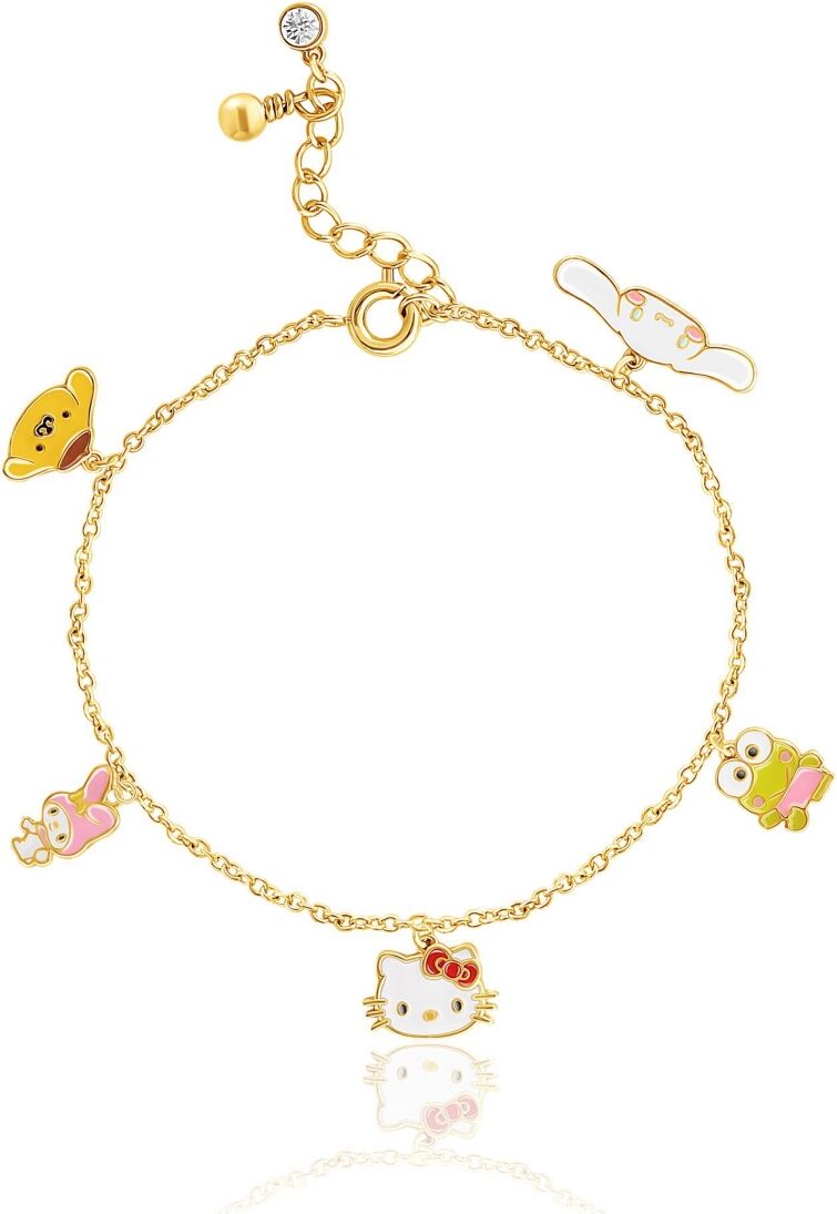 Hello Kitty Sanrio Hello Kitty and Friends Charm Bracelet Cinnamoroll, Pompompurin, My Melody, Keroppi, Authentic Officially Licensed - Yellow, white, pink, red