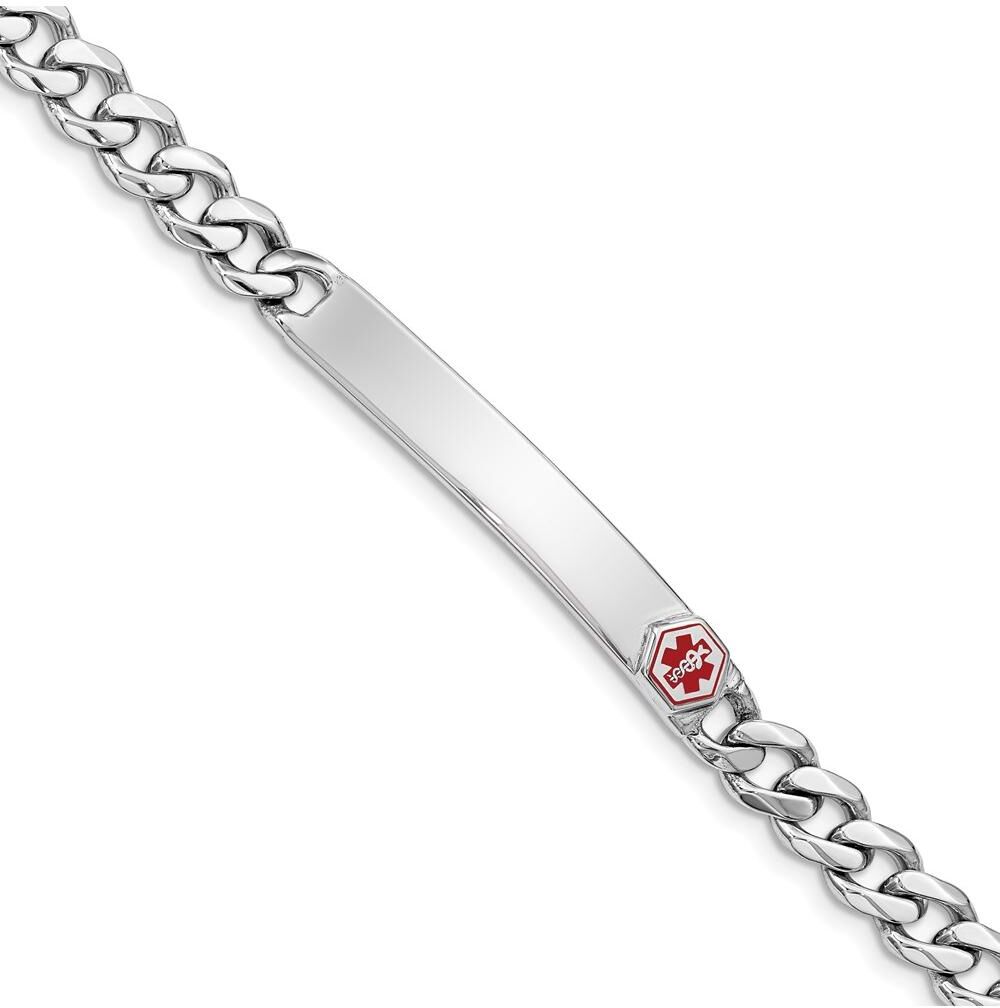 Diamond2deal Sterling Silver Rhodium-plated Medical Id Curb Link Bracelet - Silver