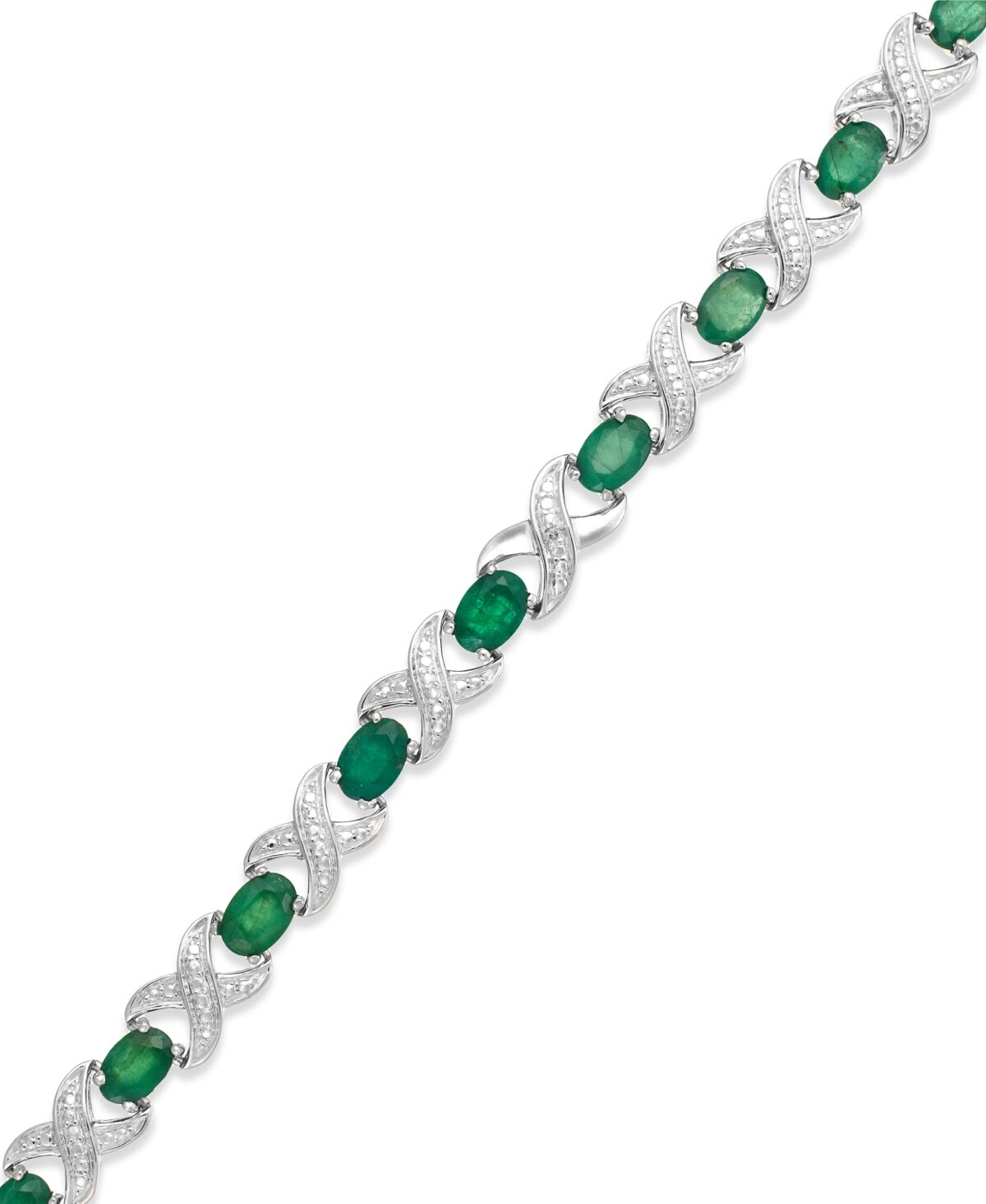 Macy's Gemstone and Diamond Accent Xo Bracelet in Sterling Silver - Emerald