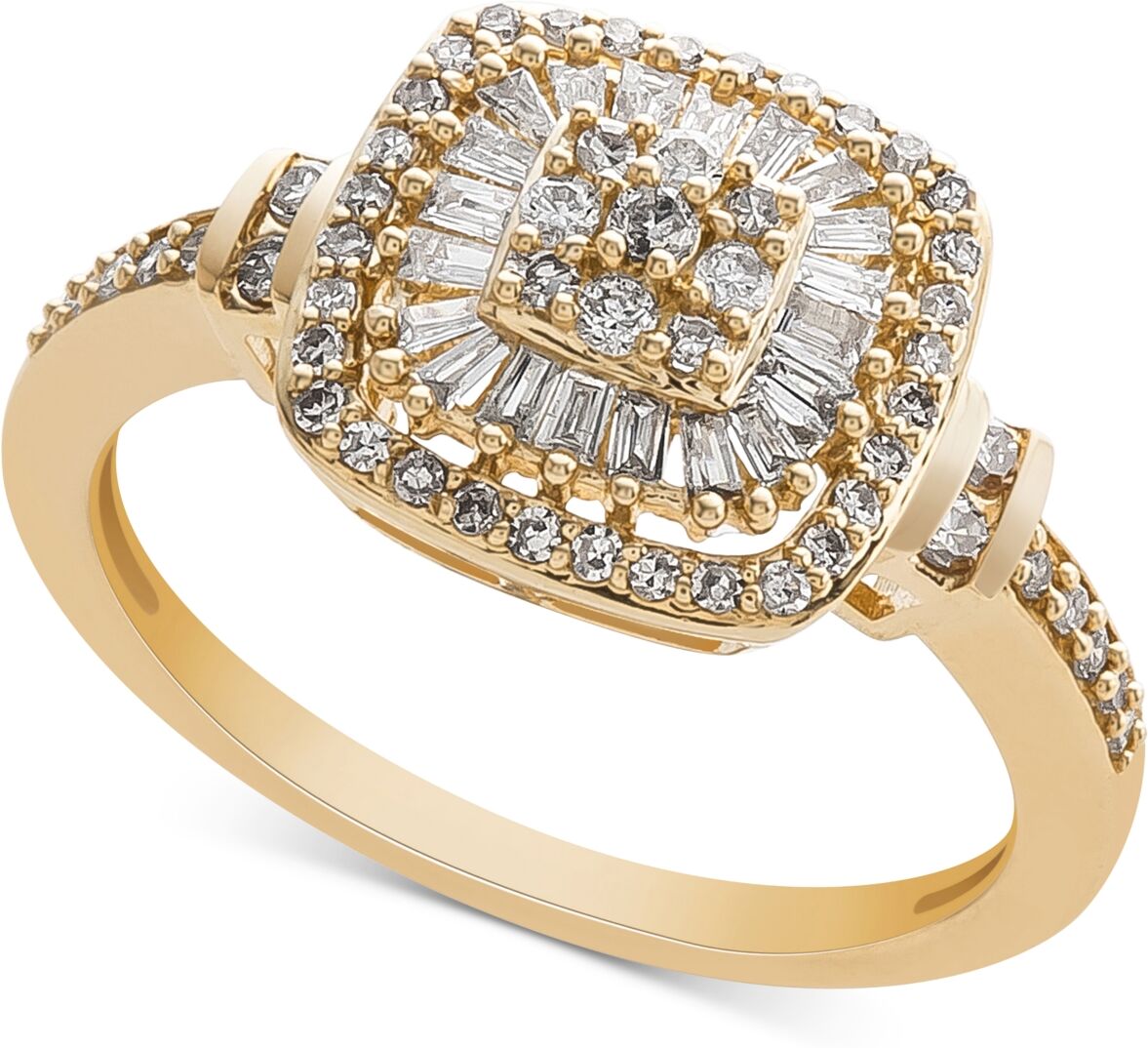 Macy's Diamond Vintage-Inspired Ring (1/2 ct. t.w.) in 14k White, Yellow or Rose Gold - Yellow Gold