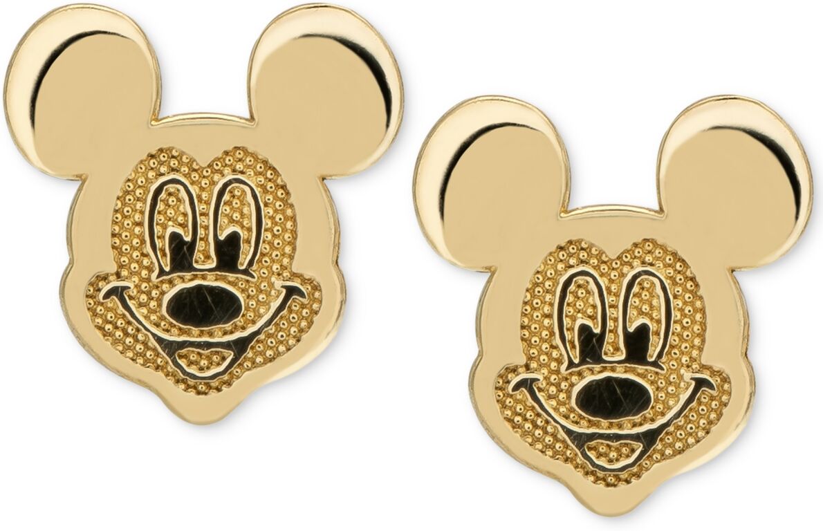 Disney Children's Mickey Mouse Head Stud Earrings in 14k Gold - Yellow Gold