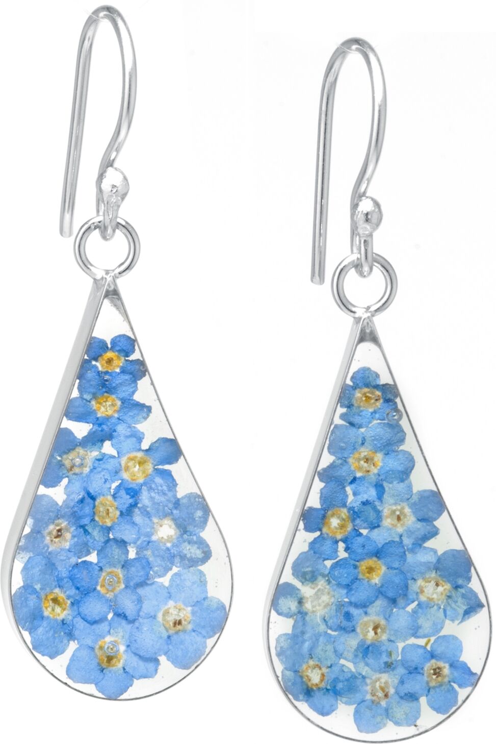 Giani Bernini Medium Teardrop Dried Flower Earrings in Sterling Silver. Available in Multi, Blue, Yellow or Purple - BLUE