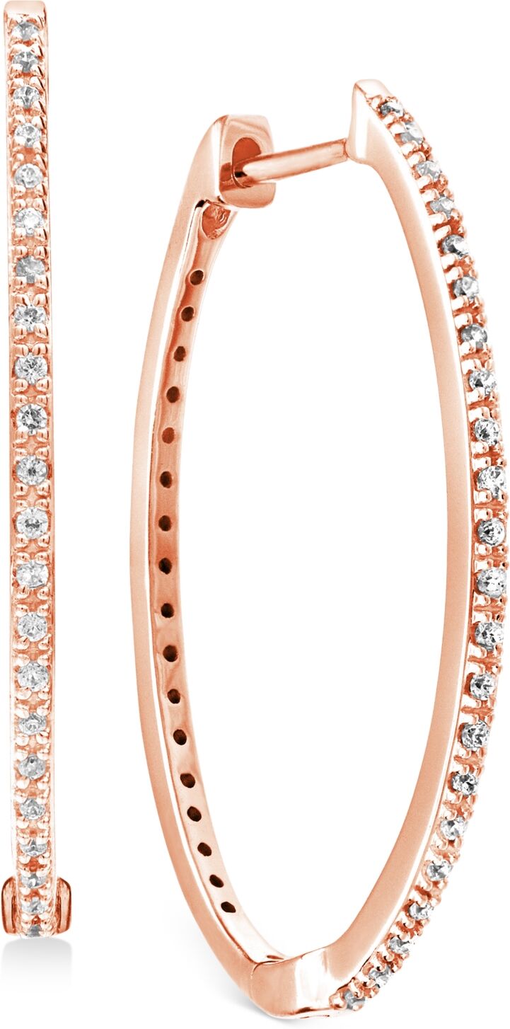 Macy's Diamond Small Skinny Hoop Earrings (1/5 ct. t.w.) in 14k Rose Gold-Plated Sterling Silver, 0.75