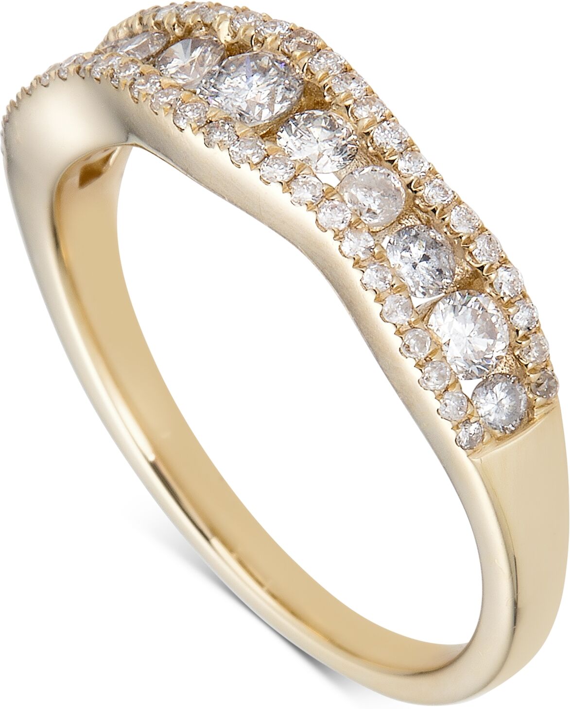 Macy's Diamond Wavy Channel-Set Band (3/4 ct. t.w.) in 14k Gold - Yellow Gold