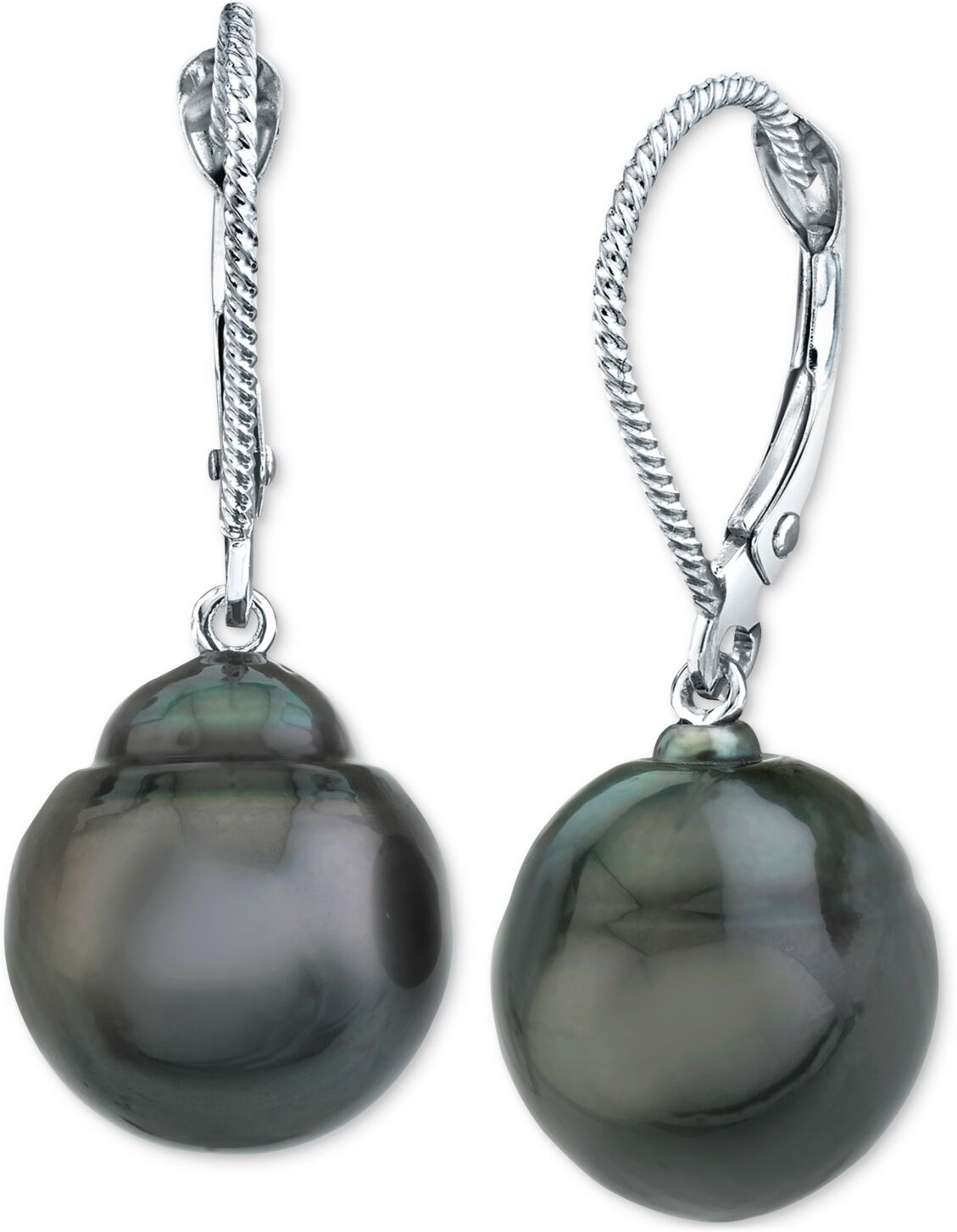 Macy's Cultured Black Tahitian Baroque Pearl (11mm) Drop Earrings In 14k White Gold - White Gold