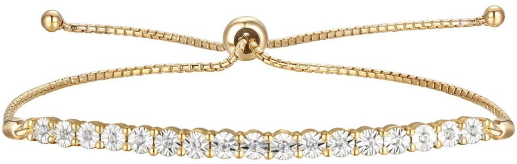 Macy's Diamond Bolo Bracelet (1/10 ct. t.w.) in Sterling Silver, 14k Gold-Plated Sterling Silver or 14k Rose Gold-Plated Sterling Silver - Gold-Plated Sterli