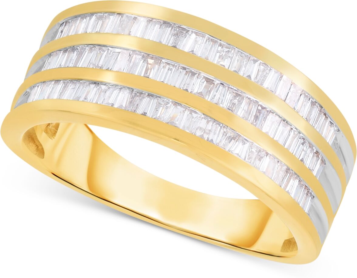 Macy's Diamond Baguette Triple Row Statement Ring (1/2 ct. t.w.) In Sterling Silver or !4K Gold-Plated Sterling Silver - Gold-Plated Sterling Silver