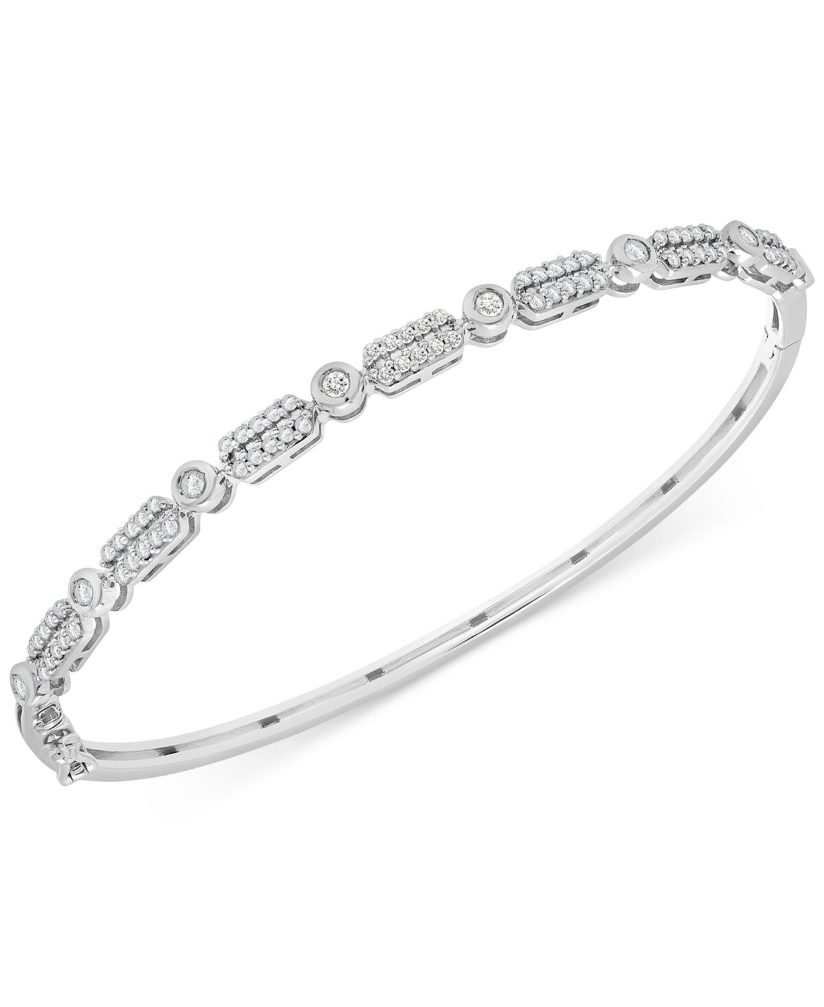 Wrapped Diamond Bangle Bracelet (1/2 ct. t.w.), in Sterling Silver, 14k Gold-Plated Sterling Silver or 14k Rose Gold-Plated Sterling Silver, Created f