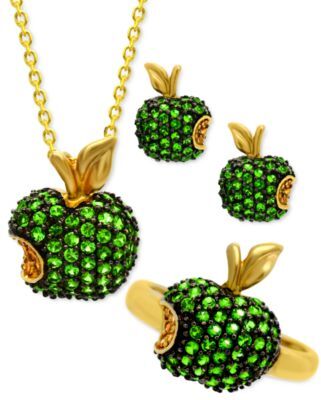 Macy's Tsavorite Yellow Sapphire Bitten Apple Jewelry Collection In 14k Yellow Gold