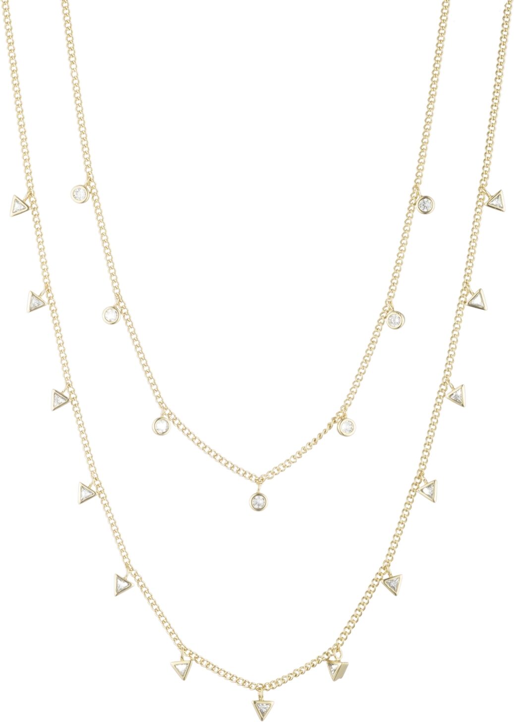 Bonheur Jewelry Marguerite Multi Strand Crystal Necklace - Karat Gold Plated Brass