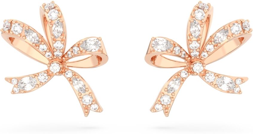 Swarovski Crystal Bow Small Volta Stud Earrings - Rose Gold