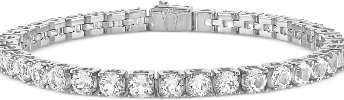 Bulova Men's Icon White Topaz (1/10 ct. t.w.) Tennis Bracelet in Sterling Silver - Na