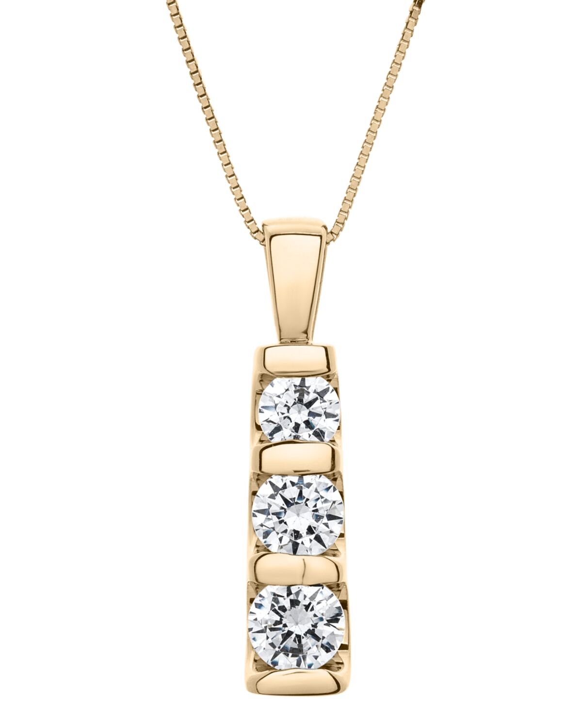 Macy's Diamond Graduated Three-Stone Pendant Necklace (1 ct. t.w.) in 14k White Gold or 14k Yellow Gold, 18