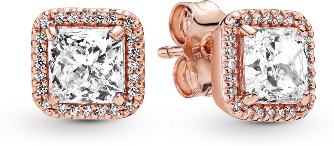 Pandora Square Sparkle Halo Stud Earrings - Rose Gold