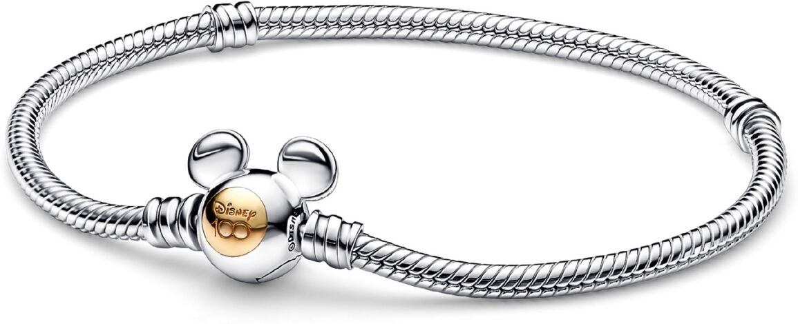 Pandora Moments Sterling Silver and 14K Gold-Plated Disney 100th Anniversary Snake Chain Bracelet - Mixed