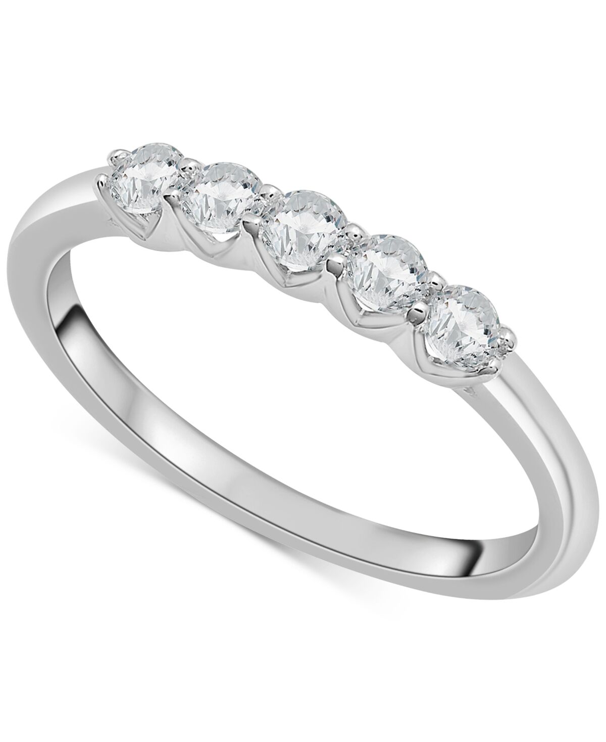 Macy's Diamond Five Stone Polished Ring (1/3 ct. t.w.) in Platinum - Platinum