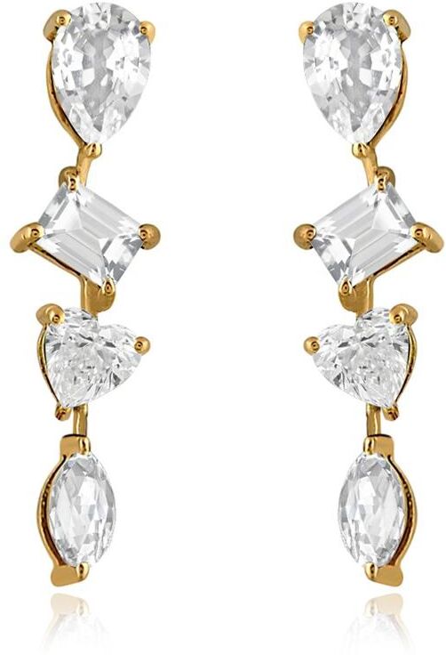 Alev Jewelry Aj by Alev Multi Shape Drop White Topaz Earrings - Gold