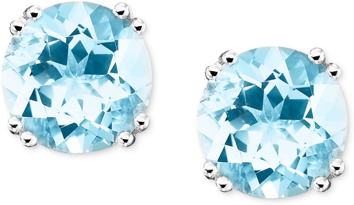 Macy's 14k White Gold Aquamarine Stud Earrings (3 ct. t.w.)