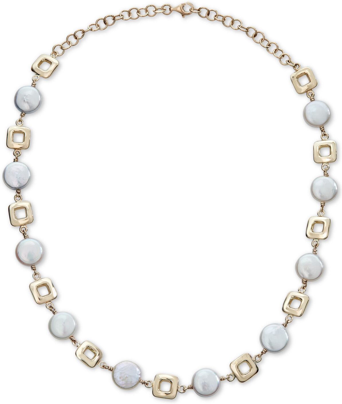 Macy's Cultured Coin Freshwater Pearl (10mm) Collar Necklace in 14k Gold, 14-1/2