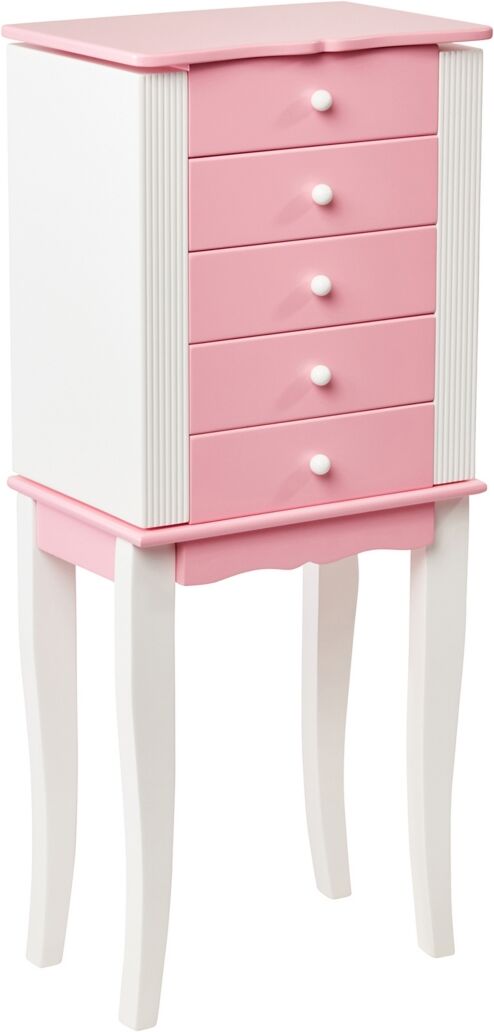 Mele & Co. Louisa Girl's Pink and White Wooden Jewelry Armoire - Pink