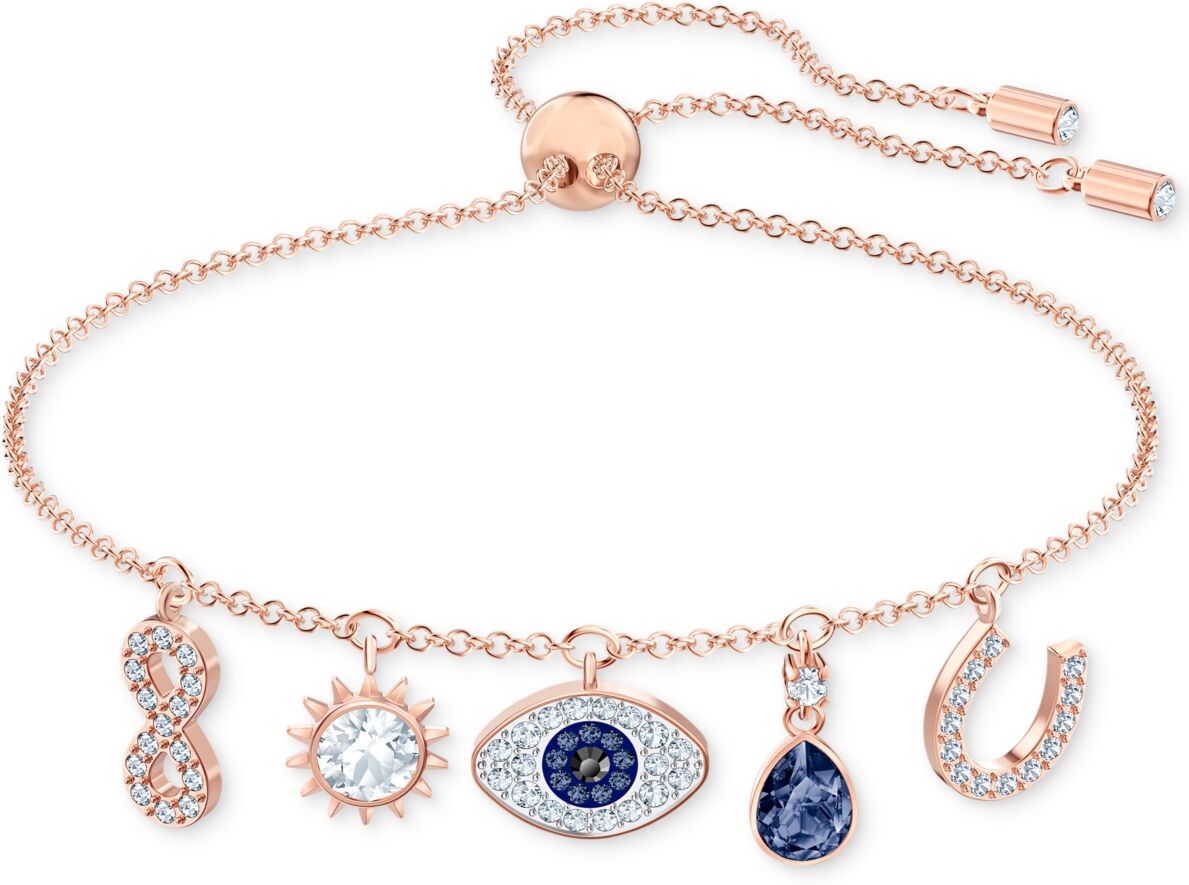 Swarovski Rose Gold-Tone Crystal Protective Charm Bolo Bracelet - Light Multi