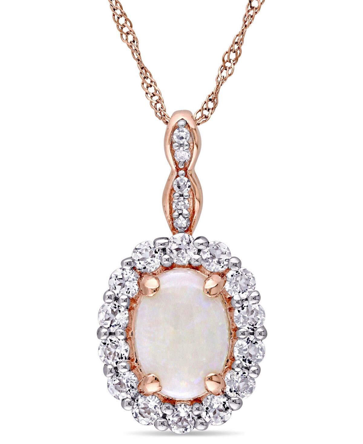 Macy's Opal (7/8 ct. t.w.), White Topaz (5/8 ct. t.w.) and Diamond Accent Vintage 17