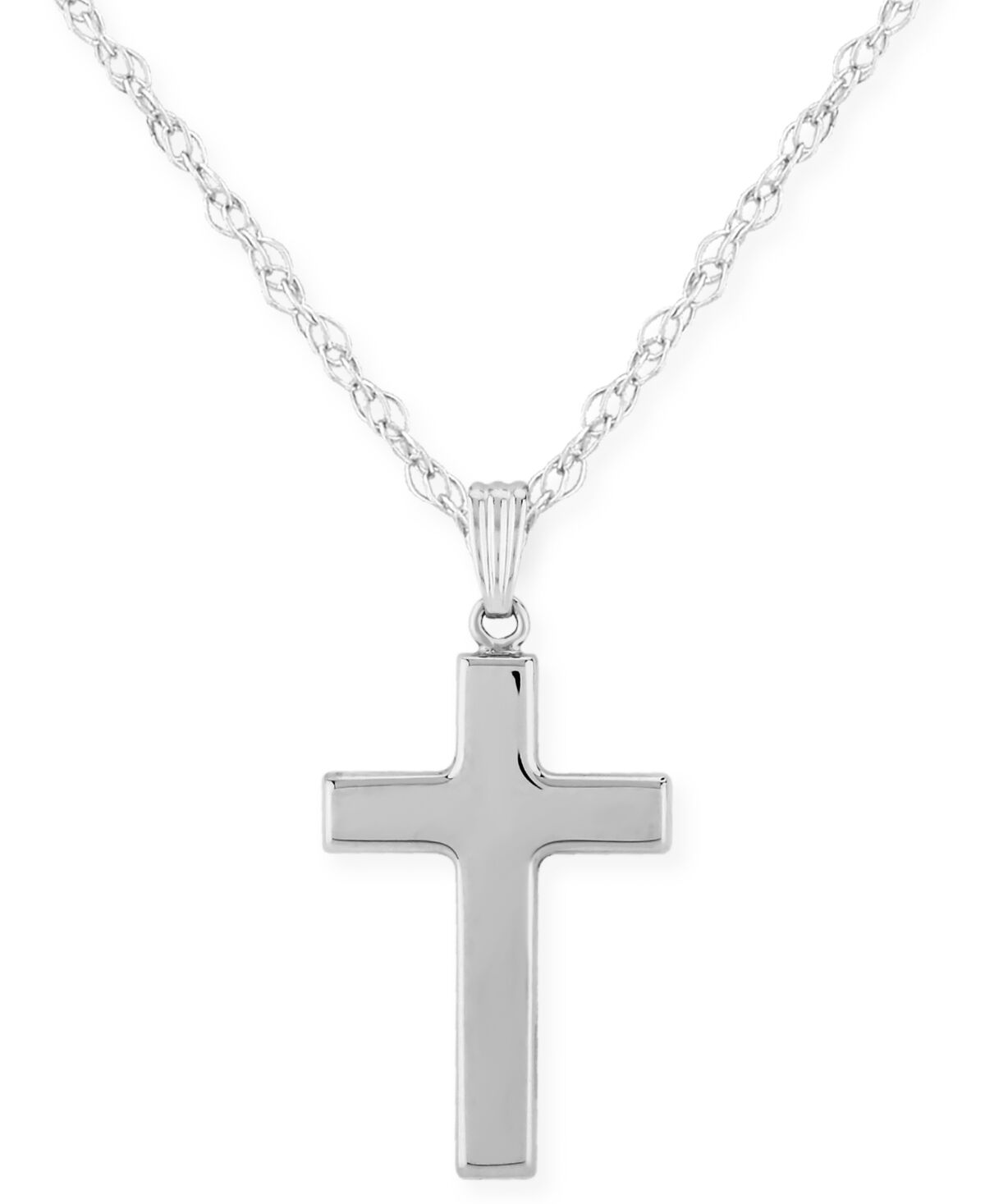 Macy's Flat Cross Necklace Set in 14k White Or Yellow Gold - White Gold
