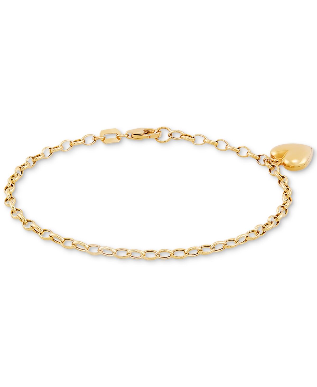 Macy's Heart Charm Link Chain Bracelet in 10k Gold - Yellow Gold