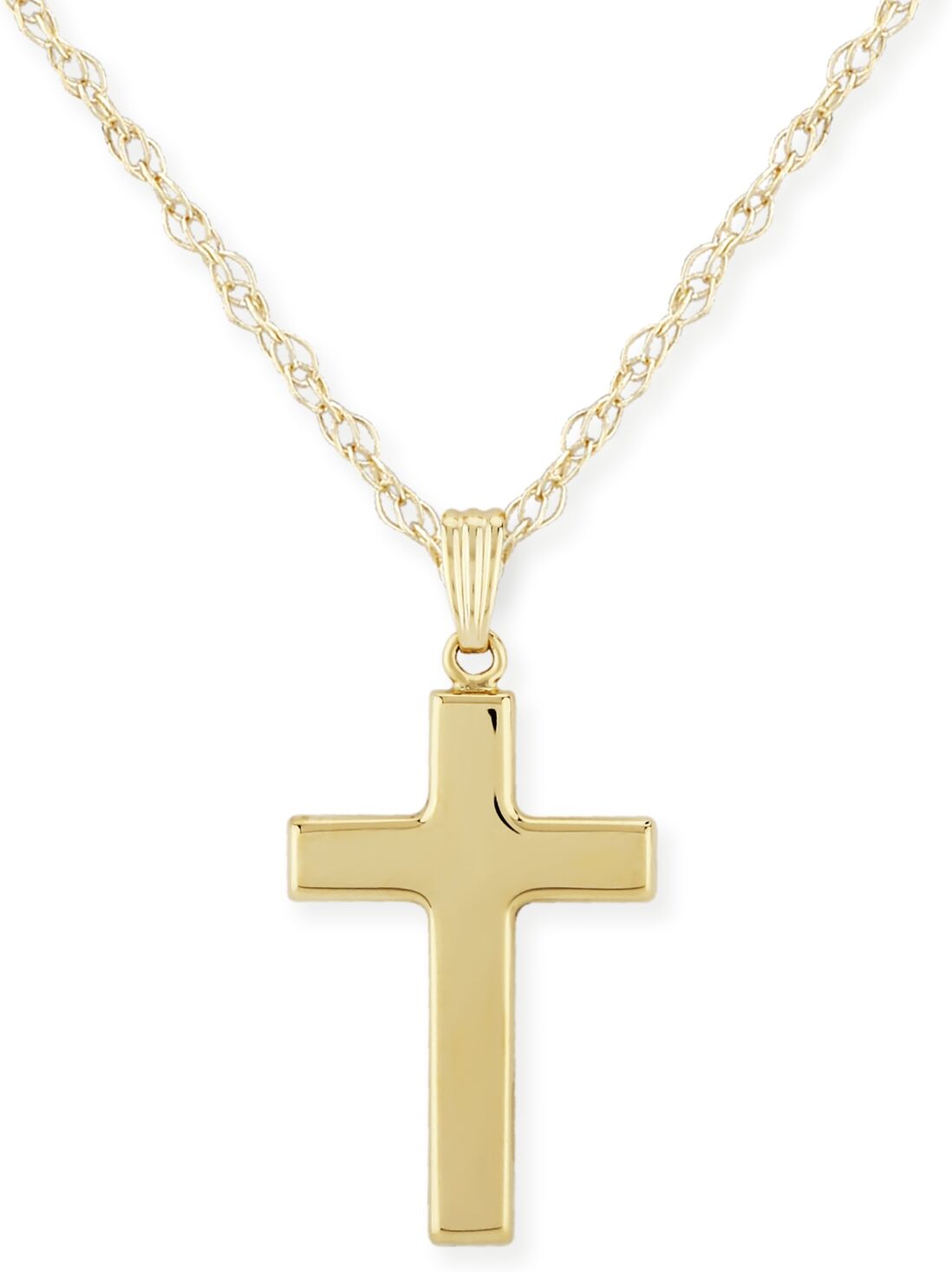 Macy's Flat Cross Necklace Set in 14k White Or Yellow Gold - Gold