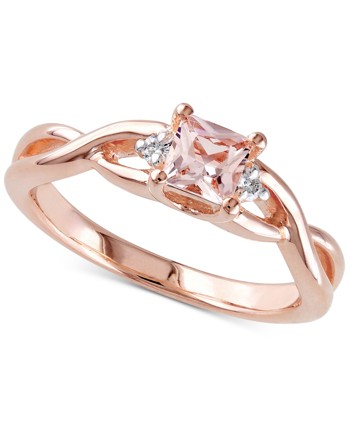 Macy's Morganite (1/3 ct. t.w.) & Diamond Accent Braided Shank Ring in 18k Rose Gold-Plated Sterling Silver - Morganite