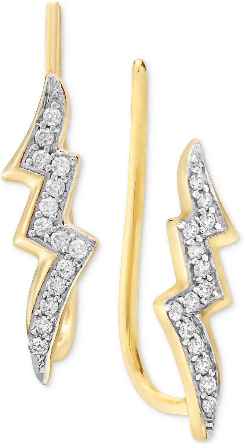 Macy's Diamond Lightning Bolt Ear Climbers (1/10 ct. t.w.) in 10k Gold - Yellow Gold