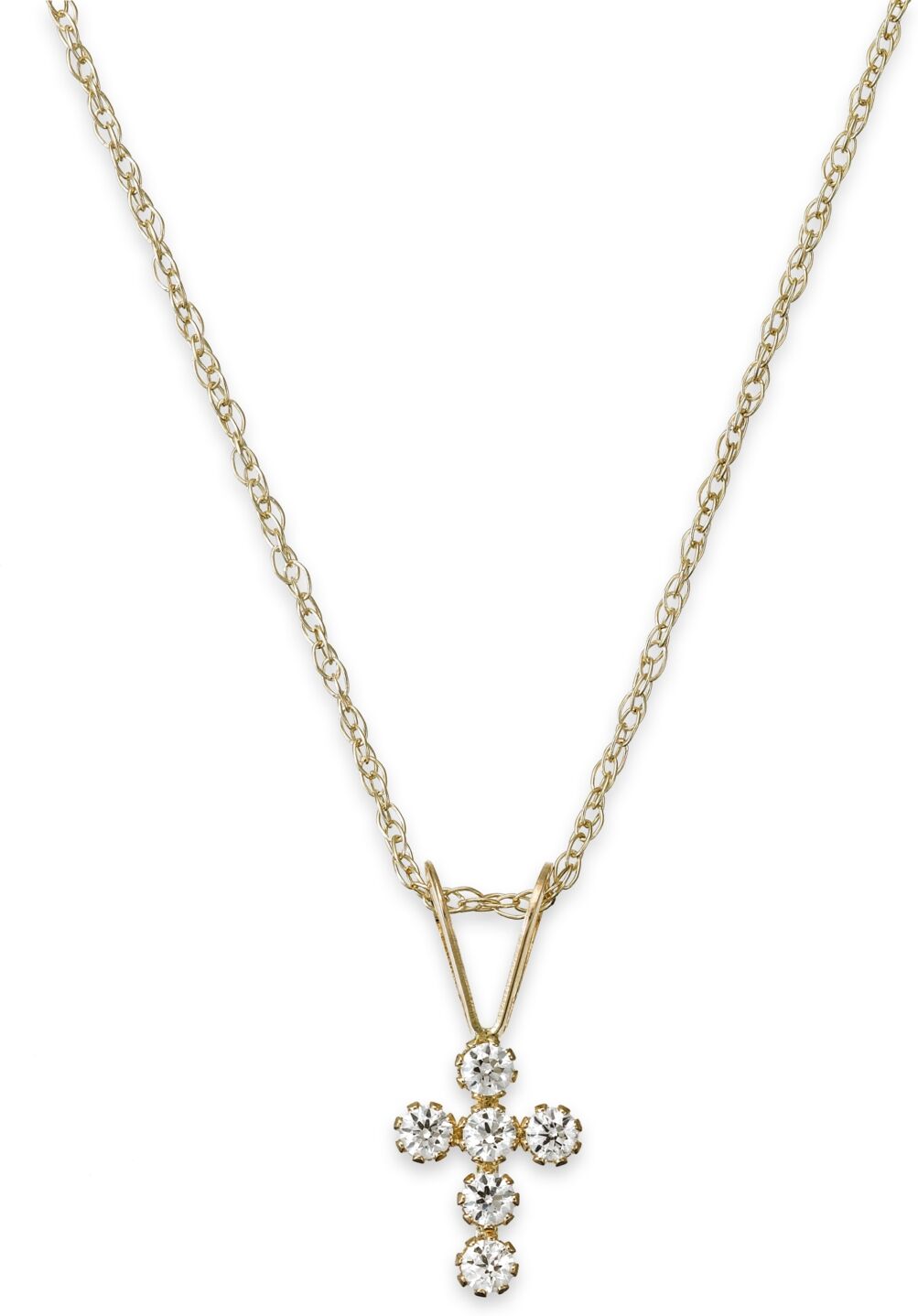 Macy's Children's Cubic Zirconia Cross Pendant Necklace in 14k Gold