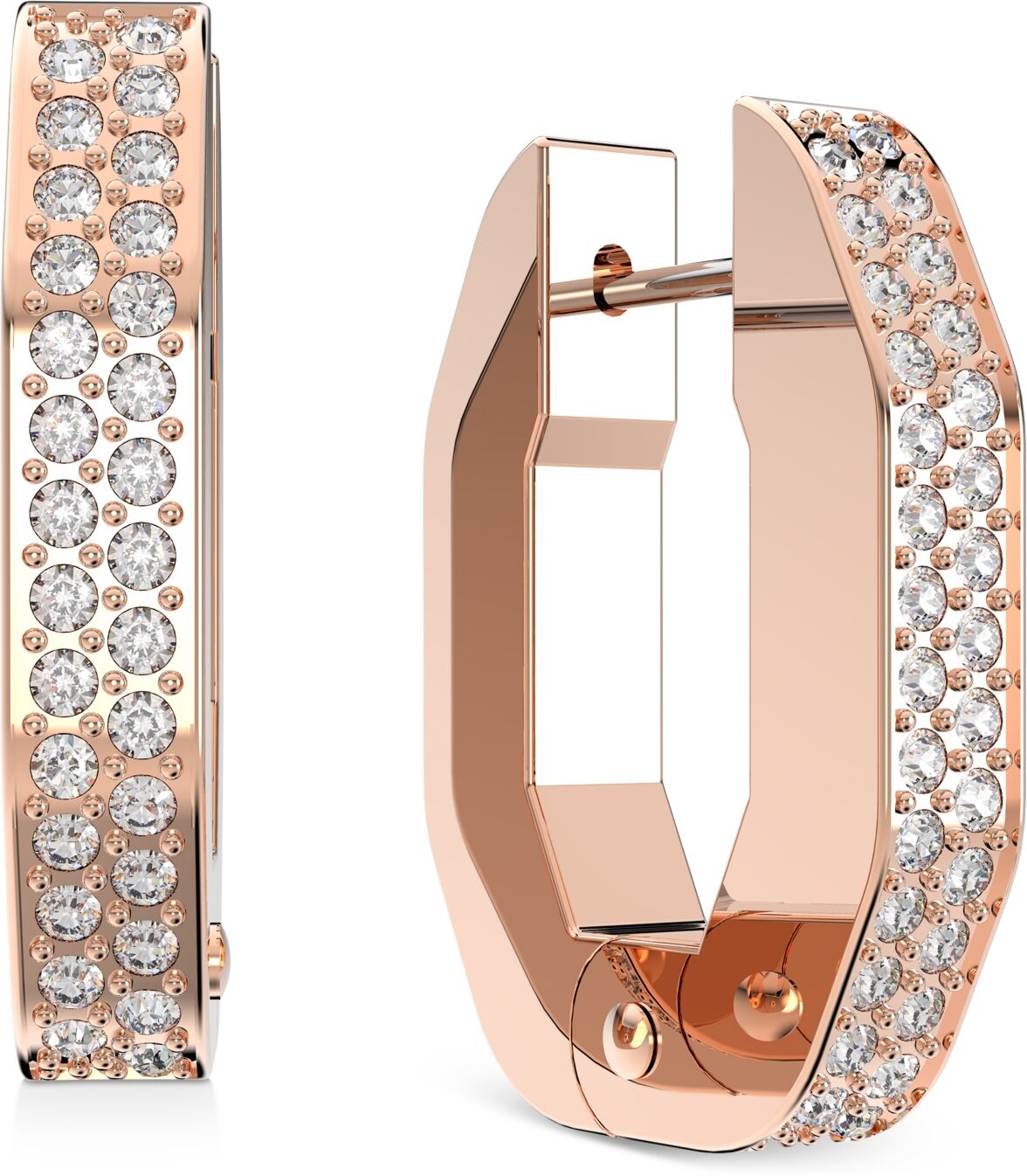 Swarovski Rose Gold-Tone Small Pave Octagon Hoop Earrings - Rose Gold-Tone