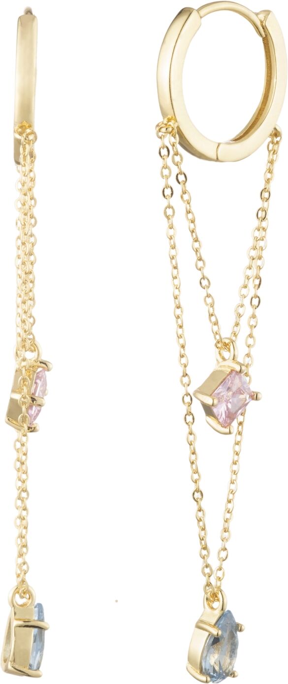 Bonheur Jewelry Vivienne Small Hoop Pink Topaz Crystal Earrings - Karat Micro Plated Gold Over Brass