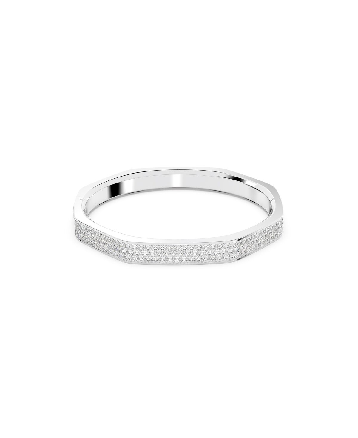 Swarovski Crystal Dextera Bangle Octagon Shape Pave Medium White Rhodium Plated - Silver