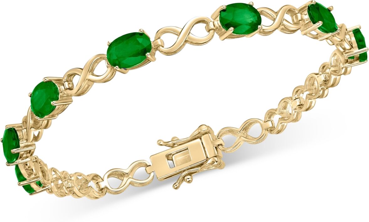 Macy's Sapphire Oval Infinity Link Bracelet (7 ct. t.w.) in Gold-Plated Sterling Silver (Also in Ruby & Emerald) - Emerald