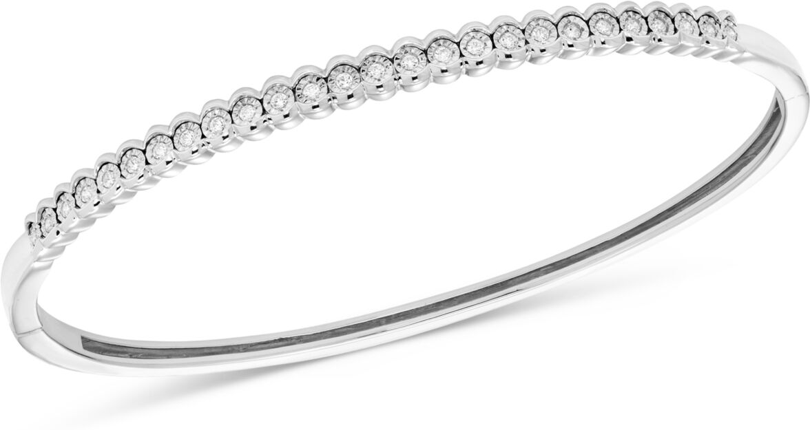 Macy's Diamond Skinny Bangle Bracelet (1/4 ct. t.w.) in Sterling Silver - Sterling Silver