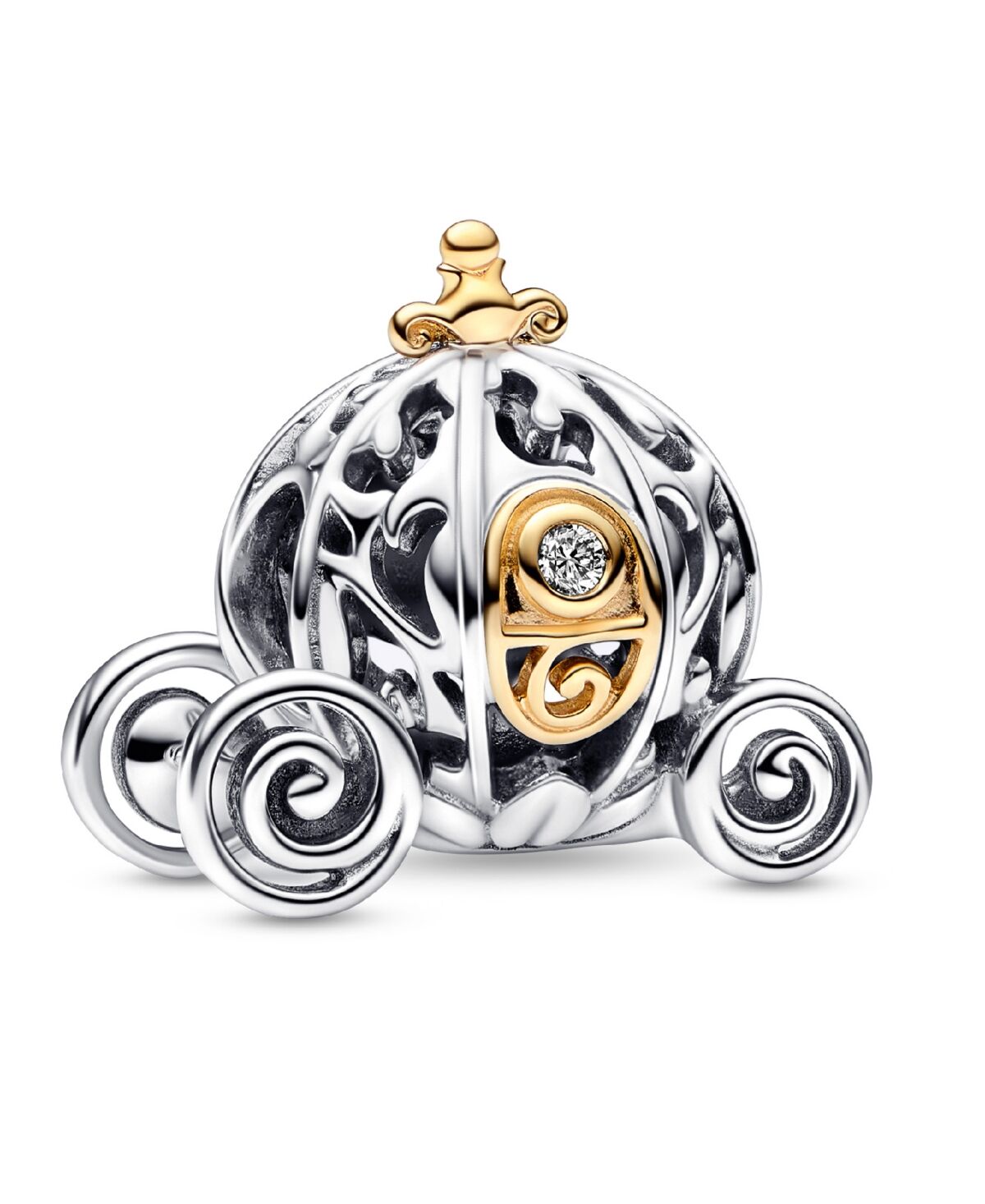 Pandora Lab-Grown Diamond Disney 100th Anniversary Cinderella's Enchanted Carriage Charm - Silver