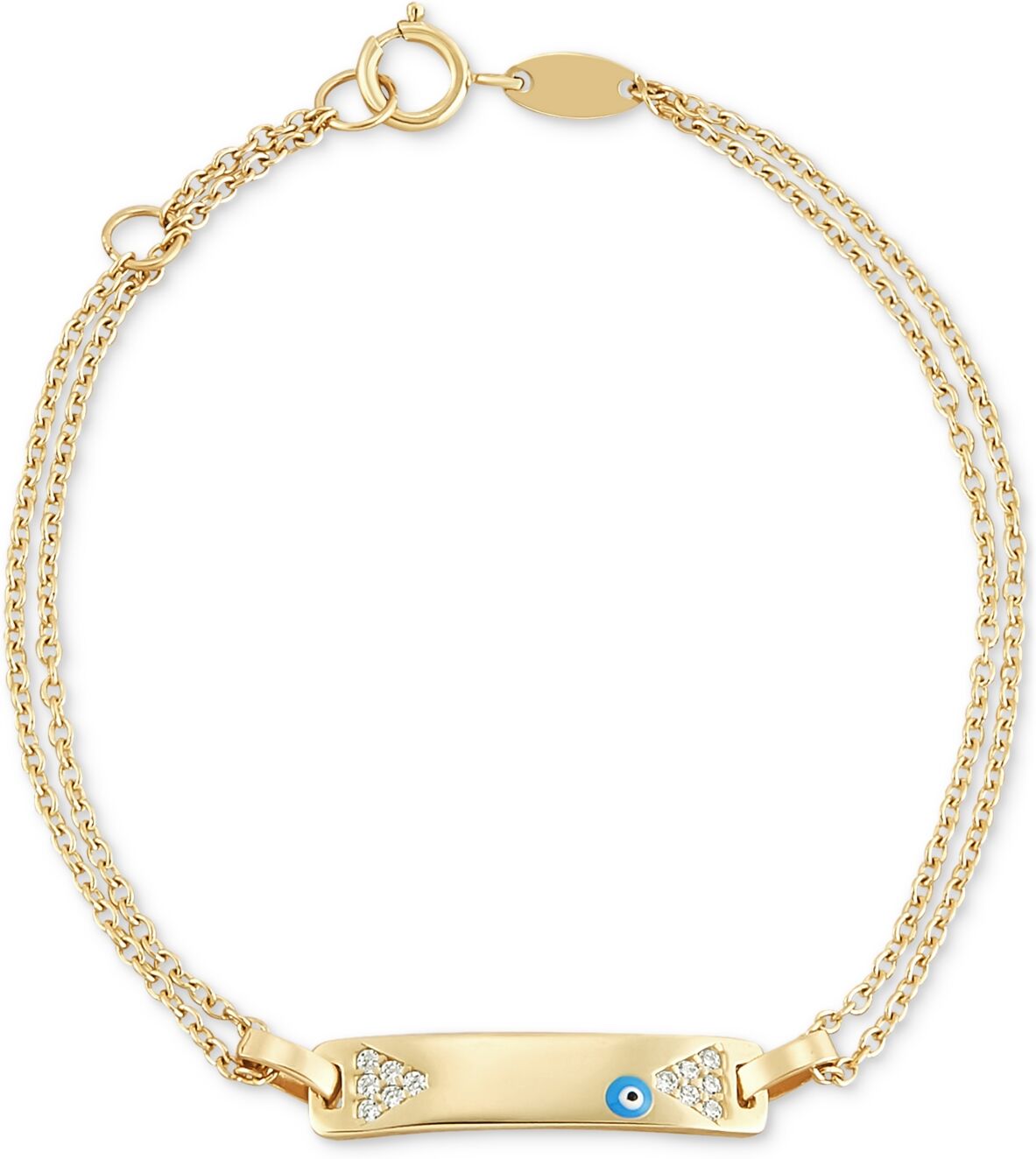 Macy's Children's Cubic Zirconia & Enamel Evil Eye Id Plate Bracelet in 14k Gold - Yellow Gold