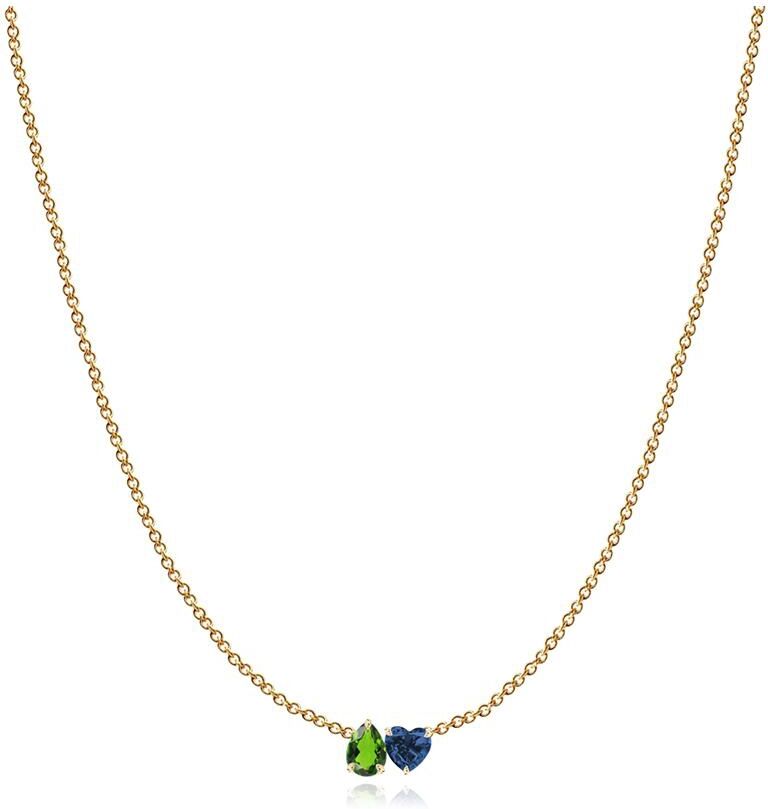 Alev Jewelry Aj by Alev Small Two Gemstone Necklace - Gold