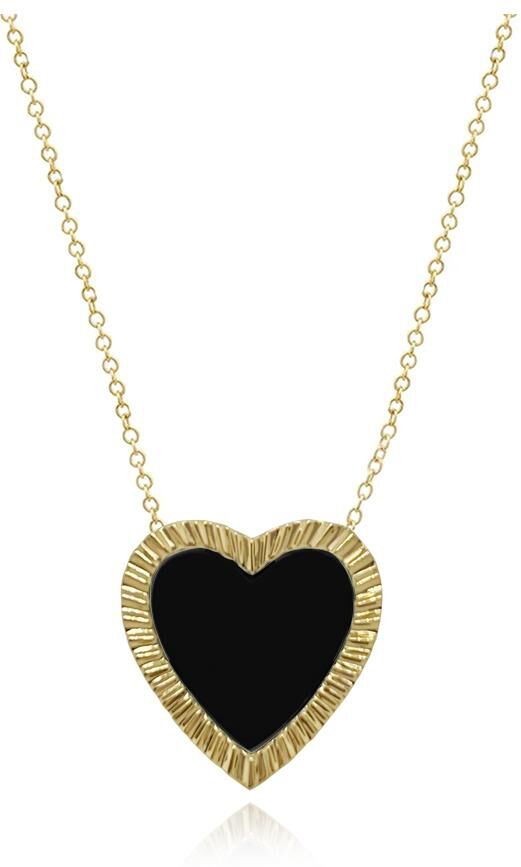 Alev Jewelry Aj by Alev Fluted Outline Stone Heart Necklace - Gold