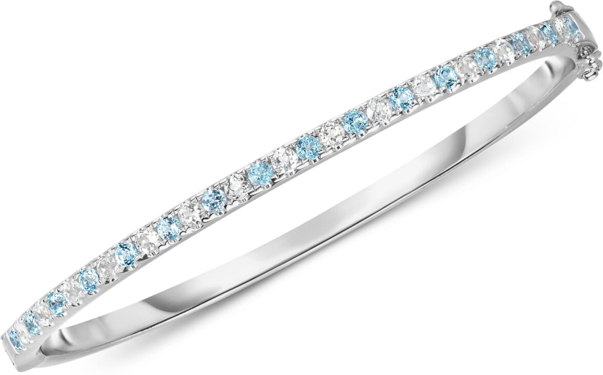 Macy's Blue Topaz (1-3/8 ct. t.w.) & White Topaz (1-3/8 ct. t.w.) Bangle Bracelet in Sterling Silver - Blue Topaz