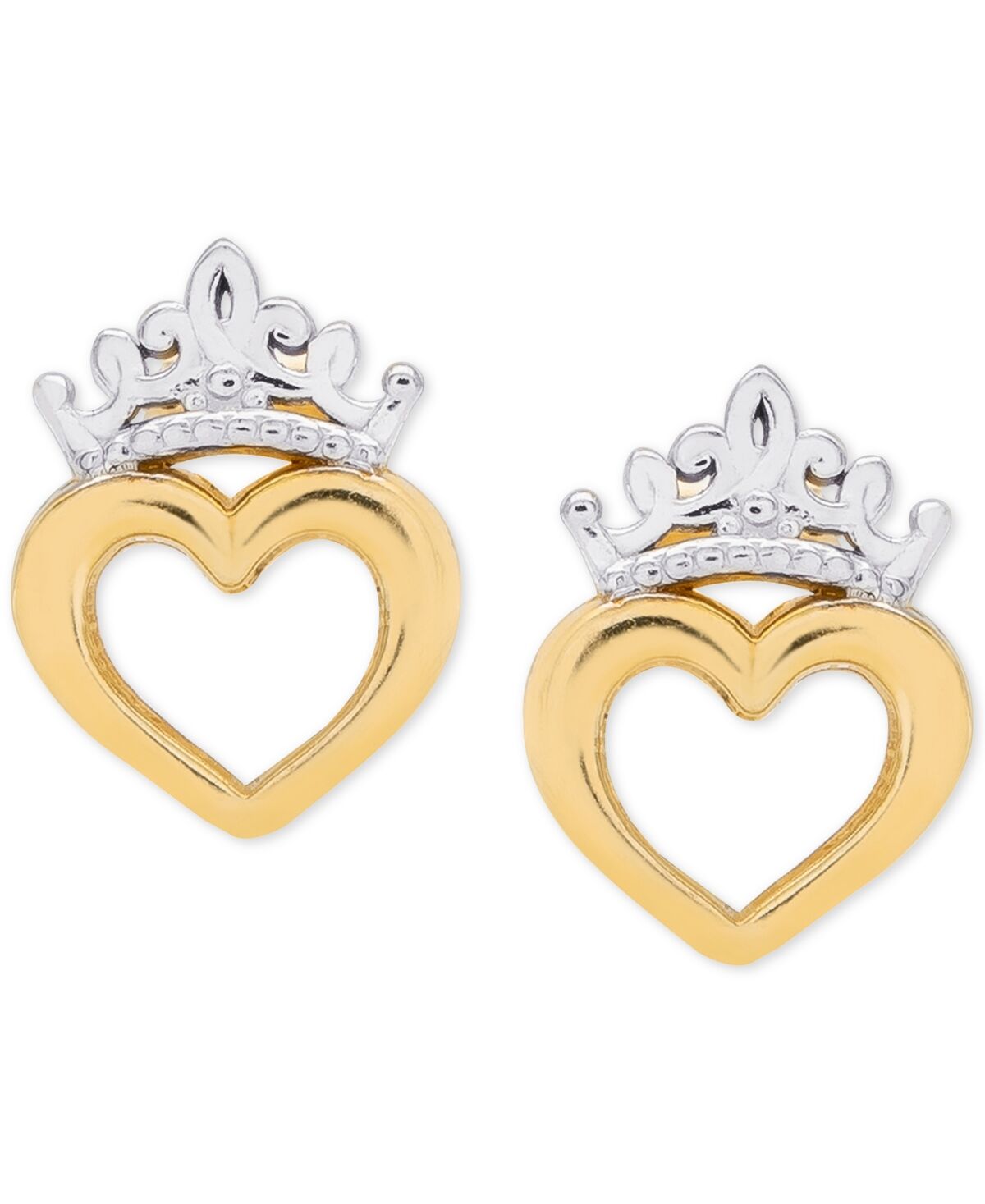 Disney Children's Tiara Heart Stud Earrings in 14k Gold - Yellow Gold