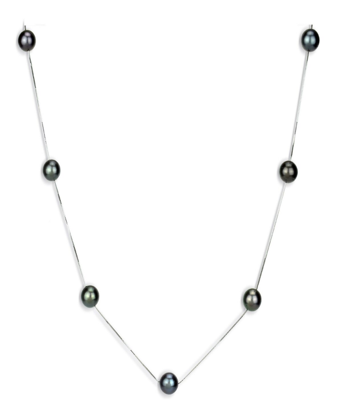 Macy's Black Tahitian Pearl (8-9mm) Necklace in 14k White or Yellow Gold - White Gold