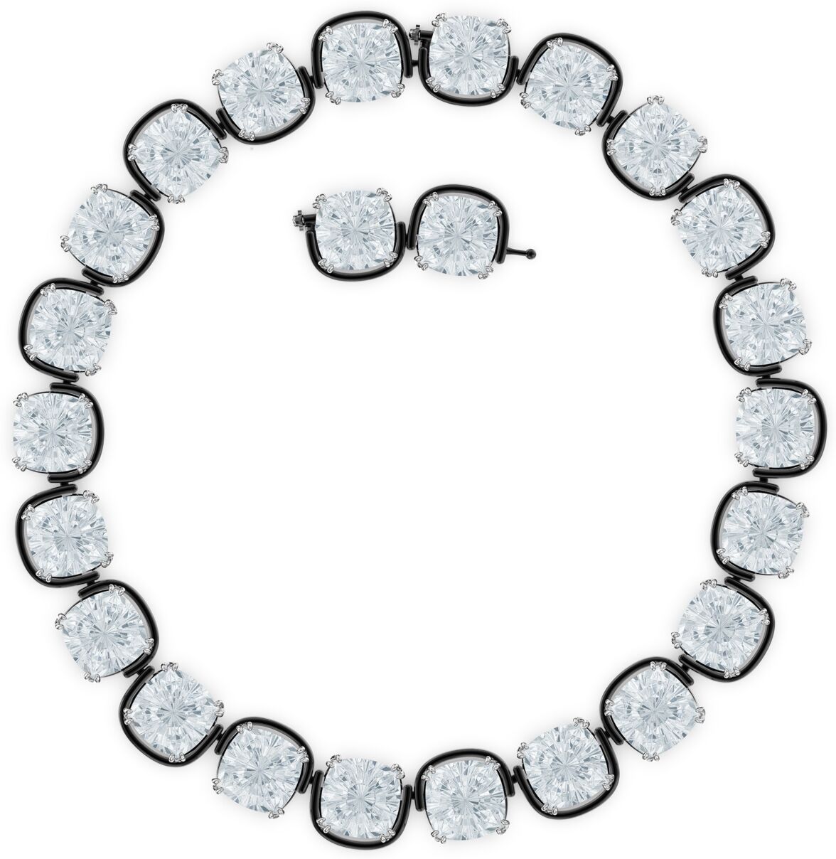 Swarovski Silver-Tone Crystal Floating Stones Choker Necklace, 14