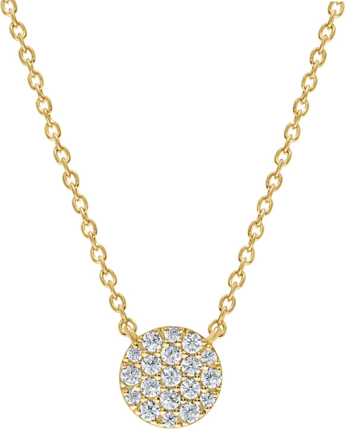 Macy's Diamond Pave Round Disc Pendant Necklace (1/4 ct. t.w.) in 10k White, Yellow or Rose Gold - Yellow Gold