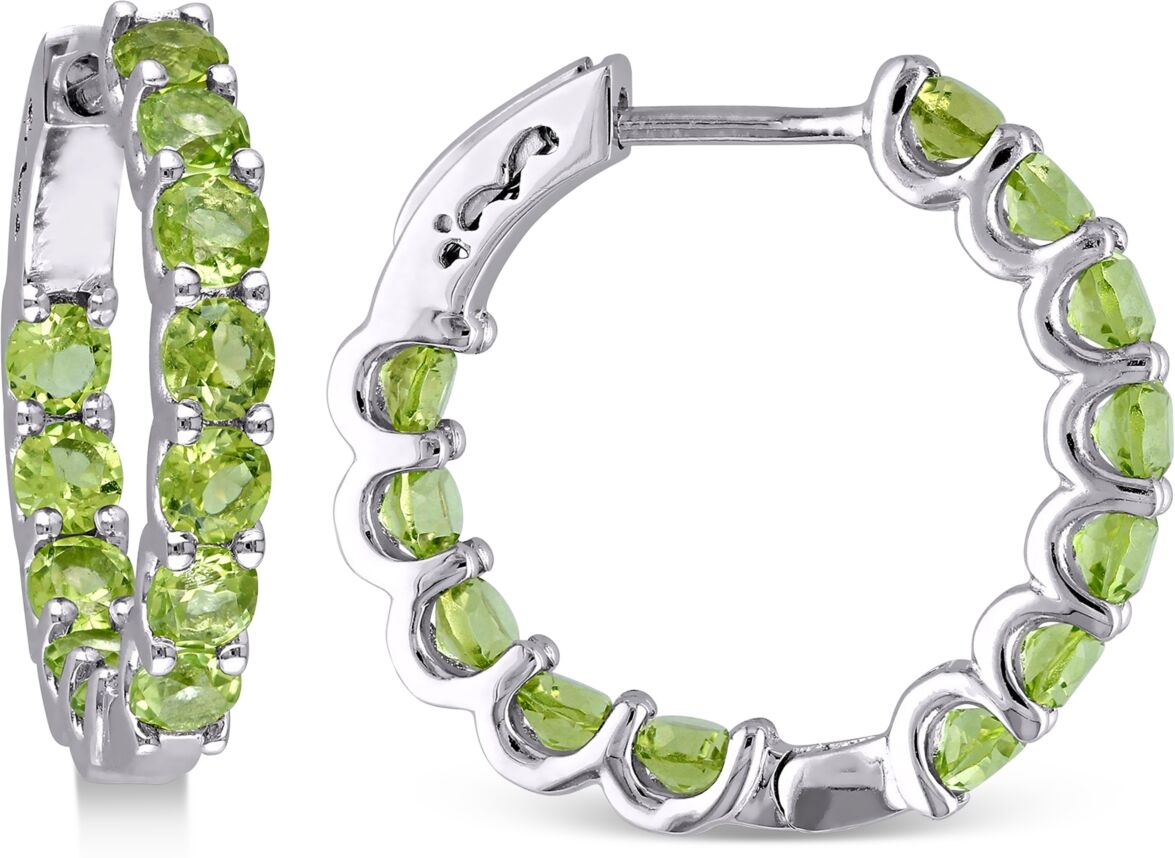 Macy's Peridot (3-3/4 ct. t.w.) & White Topaz (1/4 ct. t.w.) Small Hoop Earrings in 18k Rose Gold-Plated Sterling Silver, 0.89