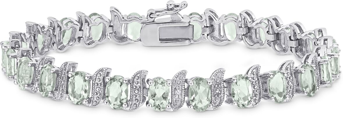 Macy's Peridot (11-1/4 ct. t.w.) & Diamond Accent S Link Bracelet in Sterling Silver (Also in Green Quartz, & Aquamarine) - Green Quartz